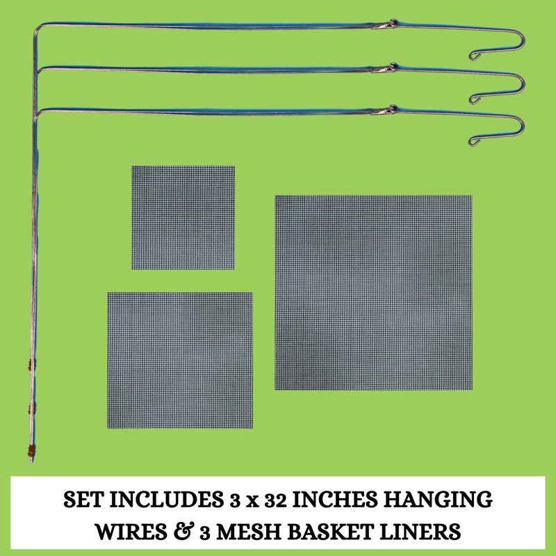 DESQUIGGLE Set of 3 Strong Wooden Orchid Baskets with Hangers,