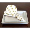 A LuxeHome White and Metallic Gold Modern Contemporary Polka Dot
