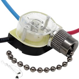 Zing Ear ZE-110 3 Wire Ceiling Fan Light Switch 3 Way 2 Circuit Pull Chain Replacement Repair Kit 3A125VAC 6A250VAC for Fans, Lamps, Lighting Fixtures, Canopy Vanity Lights, Wall Sconces Black Nickel