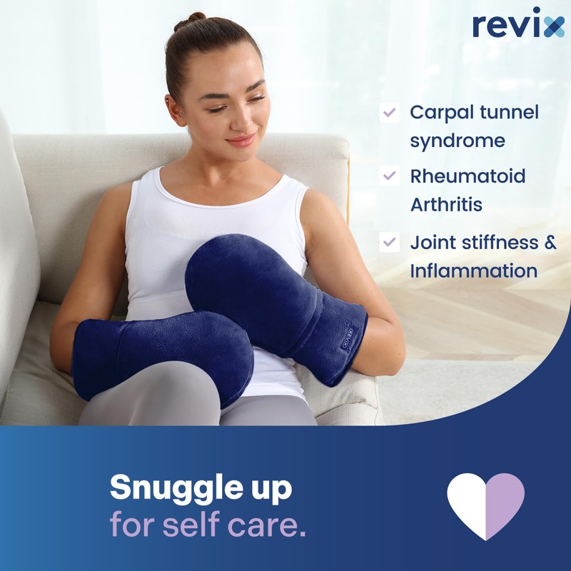 REVIX Microwavable Therapy Mittens for Hands and Fingers, Moist Heat