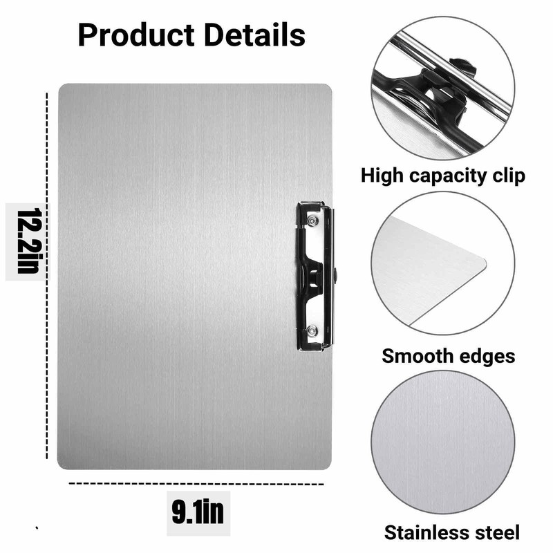 Metal Clipboard, A4 Size Stainless Steel Clipboard, Hanging Clipboard, Writing