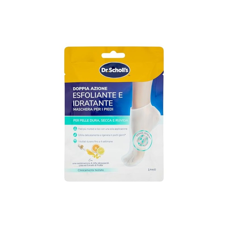 Dr. Scholl's Maschera Piedi Esfoliante e Idratante Doppia Azione, Peeling