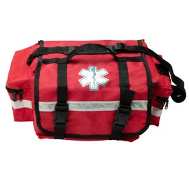 NOVAMEDIC Professional Empty Red First Responder Bag, 17" x 9" x 7", EMT Trauma First Aid Carrier for Paramedics and Emergency Medical Supplies Kit, Lightweight and Durable