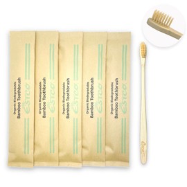 ESTCO. オーガニック竹歯ブラシ バンブー 竹 歯ブラシ エコ ヘッド小さめ 竹歯ブラシ 5本セット