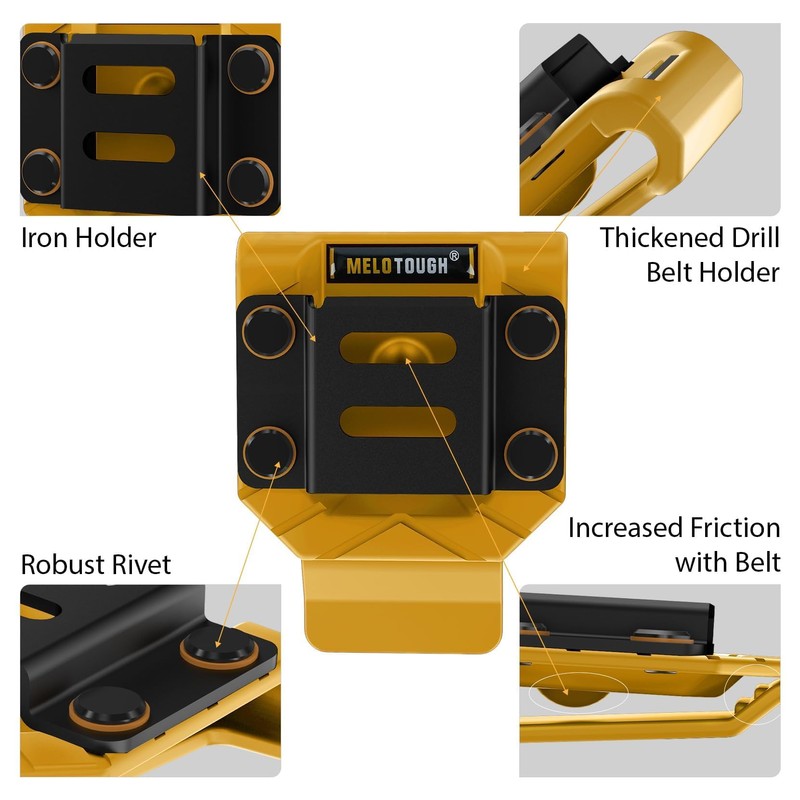 MELOTOUGH Drill Belt Clip,Drill Holder for Tool Belt,Measuring Tape Holder