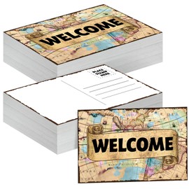 Qeeenar 100 Pcs Welcome Postcards Stamps for Student Kids Bulk Welcome Greeting Cards Back to School Teacher Supplies Postcards (Map)