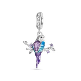 GNOCE Gradient Color Kingfisher Pendant Dangle Charm 925 Sterling Silver Charm Fit Bracelet/Necklace Jewellery Gift for Women Girls Wife Daughter