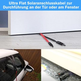 Warmfay Solar Cable Window Feed-Through 6 mm², 1 Pair 50 cm Photovoltaic Cable Window Feed-Through Flexible, IP67 Waterproof Flat Solar Connection Cable with Plug and Coupling for PV Solar System