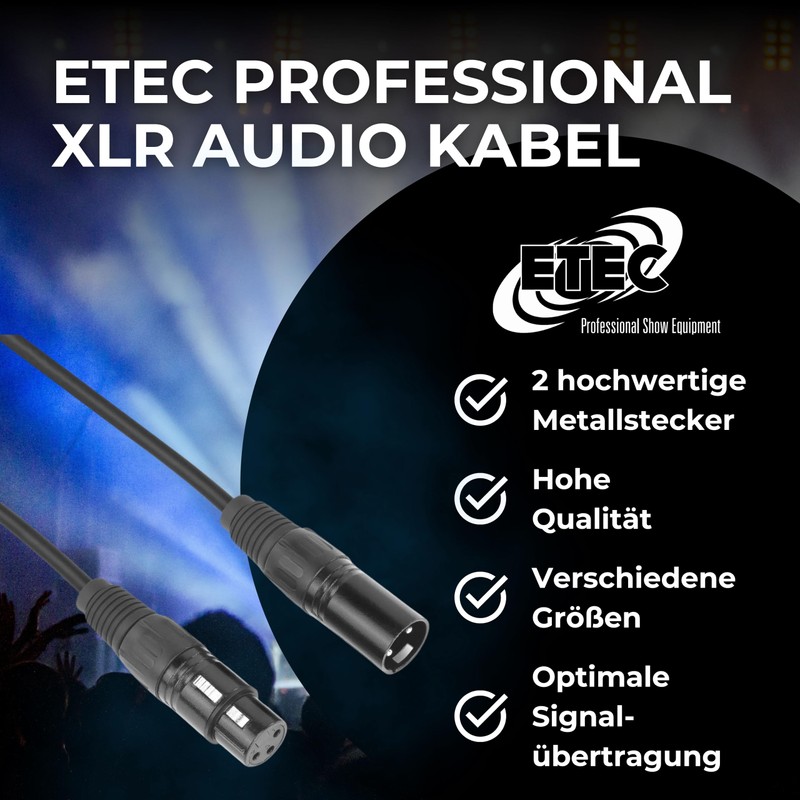ETEC Professional XLR Audio Cable 3 m Microphone Cable DMX