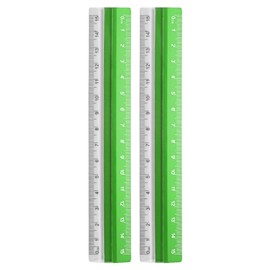 HARFINGTON 2pcs Straight Ruler 15cm Metric Plastic Aluminum Alloy Protractor Ruler Geometric Measure Tool for Architect Artist Office, Green