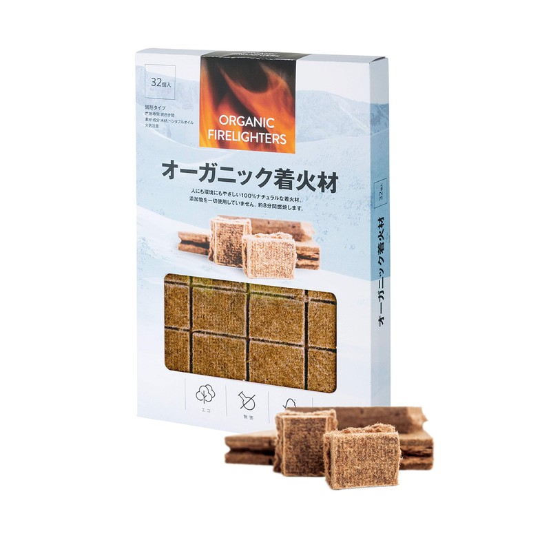 WB032 Organic Fire Starter, Pack of 32, Camping, Barbecues, Outdoors,