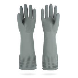 DABOGOSA MAMISON Reusable Household Dishwashing Cleaning Rubber Gloves, Non-Slip Kitchen Glove (Large, Gray)