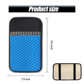 UGSHY Pack-1 Universal Car Armrest Box Mat, Fiber Leather Embossing, Waterproof Armrest Cover Center Console Mat, Fit for Most Car, SUVs, Truck (Blue)