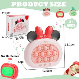 Light Up Pop it Game Quick Push Bubbles Game,Handheld Fast Speed Pushing Game,Electronic Poppet Game Sensory Fidget Toy for Autism,Puzzle Pop Game Controller Min-nie Push Button Toy for Girl Xmas Gift