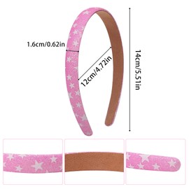 Glitter Rainbow Headbands for Girls Women Rainbow Alice Bands Glitter Hairbands,Star Unicorn Covered Sequin Headbands 1.5cm Wide Leather Hairbands Luminous Headbands for Girls Kids(6Pcs)