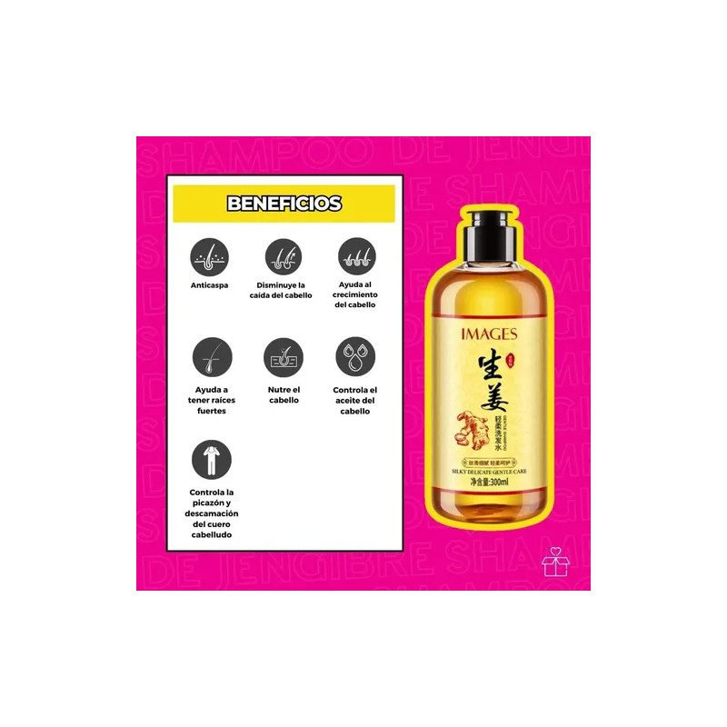 Shampoo De Jengibre Anti Caspa Caída Cabello Fríz Hidratante