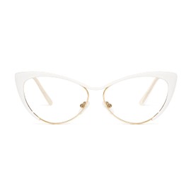 VOOGLAM Blue Light Glasses for Women Cateye Gaming Glasses Anti Eyestrain Dry Eyes UV Computer Phone TV Eyewear Fashion Annabelle White VFM0176-05 Trend