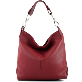 modamoda de - T168 - ital shoulder bag made of leather (Dark red)