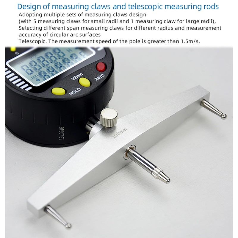 AICEYI Digital Inner and Outer Radius Measuring Instrument with 10mm/20mm/30mm/60mm/100mm