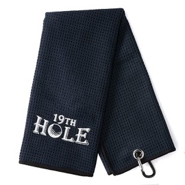 DYJYBMY 19th Hole Funny Golf Towel, Embroidered Golf Towels for Golf Bags with Clip, Funny Golf Towels for Men, Dad Golf Towel, Golf Gift for Husband Boyfriend Dad, Birthday Gifts for Golf Fan