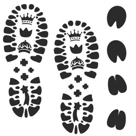 Christmas Santa Footprint, 4 Pieces Santa Claus Footprints Stencil, Reusable Santa Boots Prints Reindeer Elf Footprint Stencil Holiday Stencils