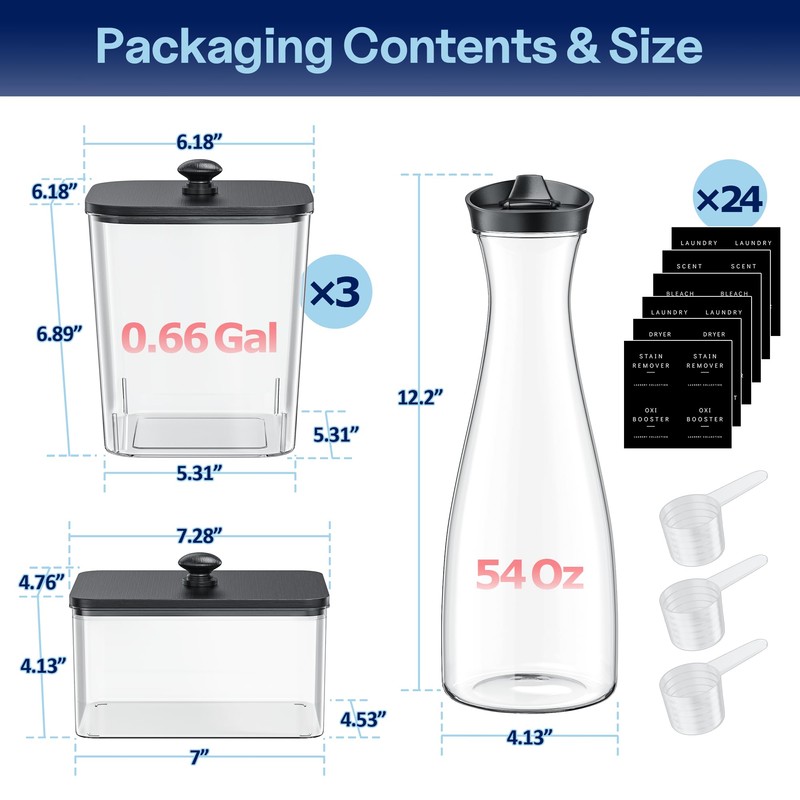 3+1+1 Pack Laundry Pods Container & Dryer Sheet Holder with