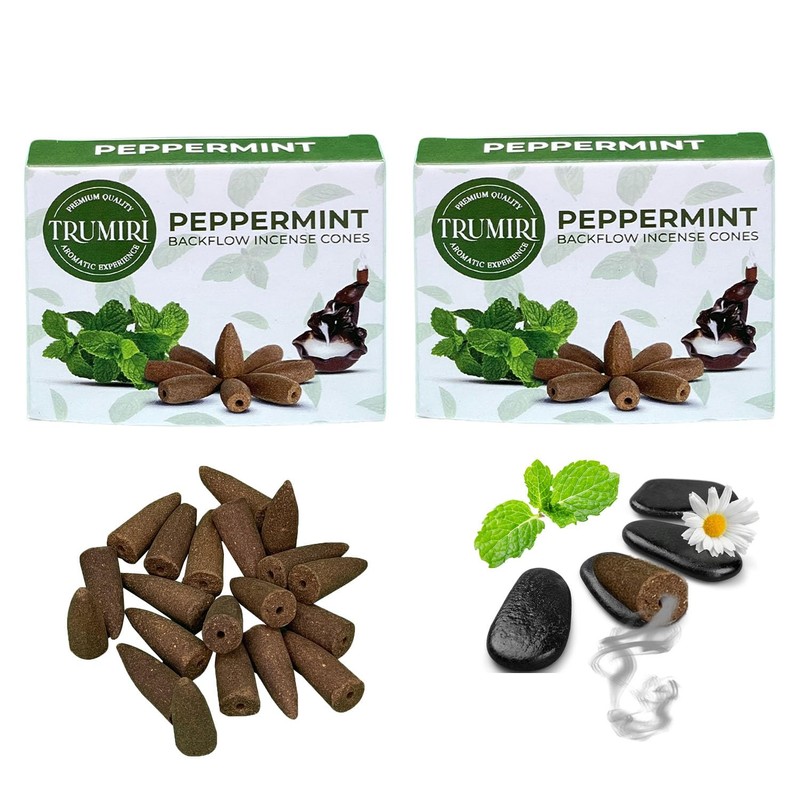 Peppermint Backflow Incense Cones - Total 20 Incense Cones Waterfall