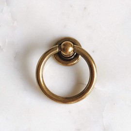 Antique Brass Ring Pulls Brass Cabinet Knobs and Pulls Kitchen Furniture Handles (Medium)