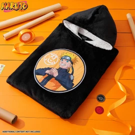Naruto Hoodie Blanket Children Boys - Anime Plus Size Cuddly Blanket with Sleeves - Warm Fleece Hoodie Teenager - Portable Jumper Blanket, black
