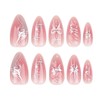 POKENGDA Almond Press on Nails Design,Nail glue included,Cute Acrylic Medium