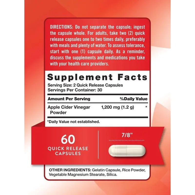 Apple Cider Vinegar Capsules 1200 mg – Daily Wellness Supplement