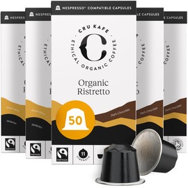 Cru Kafe Ristretto Organic Espresso Coffee Capsules (50 Pods) Compatible with Nespresso OriginalLine, Krups, Inissia, CitiZ, Pixie, KitchenAid and Expert