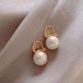Qimily Quality Freshwater Cultured Pearl Earrings Leverback Dangle Stud Silver Gold Pearl Hoop Earrings For Women