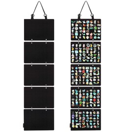 Hanging Enamel Lapel Pin Display Panels Organizer With 5 Loose-leaf Board Pieces, Brooch Pin Enamel Pin Display Pages, Badge Collection Display Holder Holds At Least 120 Pins.(Pins Not Included) (Black)
