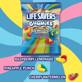 Life Savers Gummies Collisions 2 Flavors in 1 Soft Chewy Fruit Gummy Candy, 4.6 Oz Candy Bag (Pack of 12)