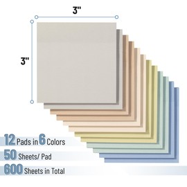 Mr. Pen- Sticky Notes, 3”x3”, 12 Pads, 600 Sheets, Colorful Sticky Notes 3x3, Whispers of Nature, Stocky Notes for Bible Journaling