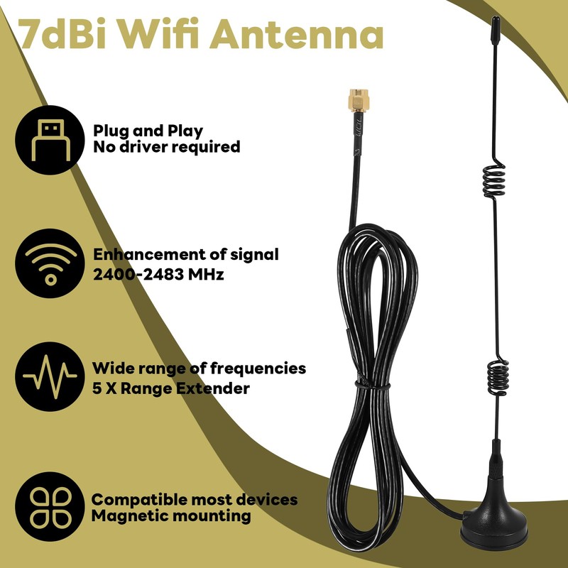 KUNLONGSKY WiFi Antenna Booster 7dBi 2.4GHz for Wireless LAN WLAN,