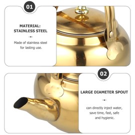 ABOOFAN Gold Whistling Tea Kettle, 14cm Stovetop Teapot, Stainless Steel Water Boilers, Beverage Carafe Pitcher with Infuser Camping Coffee Kettle for Home Kitchen Hotel