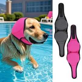 LIANZIMAU Dog Ear Covers for Bath, Swimming & Grooming Water Resistant Dogs Shower Cap Reusable Dog Ear Protection for Noise, Blow Drying Adjustable Ear Wraps for Dogs Bathing Supplies