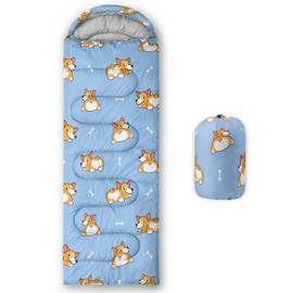 Smell Sunshine Kids Sleeping Bag for Boys Girls,Cute Puppy Print-Lightweight Warm Portable Outdoor Indoor-Waterproof Cold Weather Resistant Sleeping Bag for Camping Hiking(Puppy)