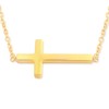 Horizontal Cross Necklace | Cute Tiny Sideways Cross Pendant (Yellow