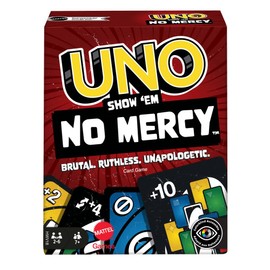Juego de Cartas Mattel UNO No Mercy con Nuevas Reglas y Penalizaciones, para Niños de 7 Años en Adelante