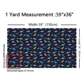 The Yard - Tela de Navidad para niños, diseño de dinosaurio, impermeable, tela decorativa para exteriores, 1 yarda, tela de tapicería de dinosaurio, para sillas, Navidad, Año Nuevo, decoración azul para exteriores