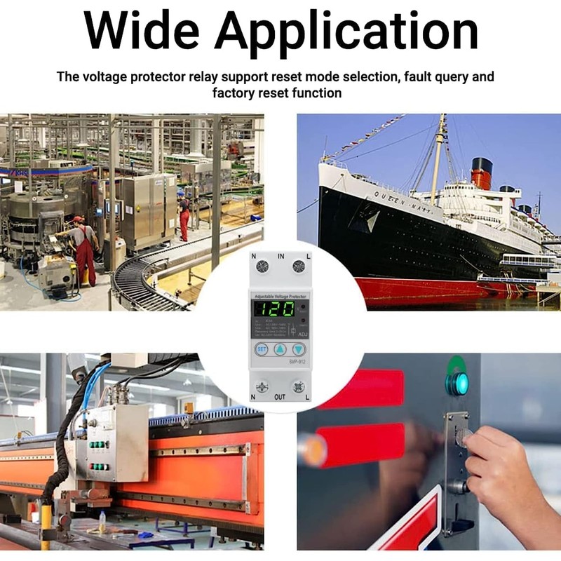 Walfront SVP-912 120VAC 80A Adjustable Self Recovery Under Voltage Protector
