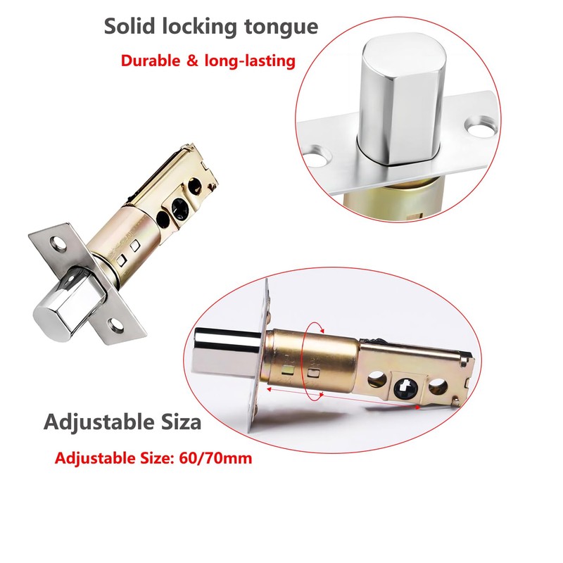 QRITY Tubular Mortice Latch, Adjustable Size 60/70mm, Fits Door Thickness