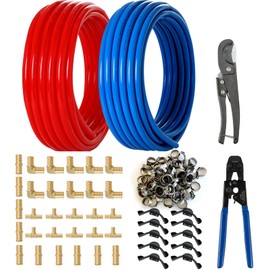 (All-in-One) GUOFIS 1/2 Inch PEX-B Pipe,2x100FT Blue&Red Pex Tubing,Plumbing Pipe kit for Portable Water