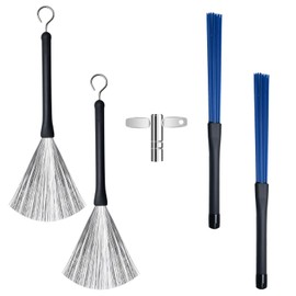CashBeat 2-Pair Retractable Drum Brushes Wire Nylon with Drum Tuning Key