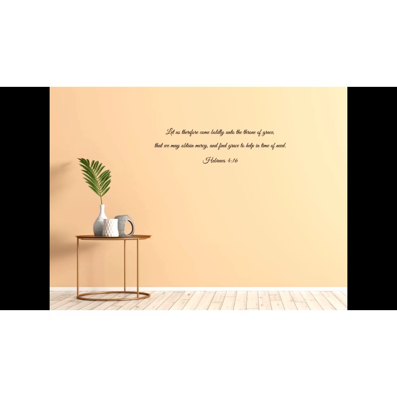 Inspirational Wall Signs Hebrews 4:16 Christian Wall Scripture Decal