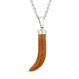 Italian Horn Peper Amulet Protection and Good Luck Powers Red Jasper Pendant 18 Inch Necklace