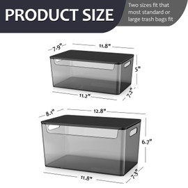 COAZEX 2 Pack Trash Bag Holder Under Sink Stackable, Plastic Garbage Bag Dispenser with Lid, Trash Bag Storage Dispenser Roll Holder for Kitchen, Pantry, Laundry Room Organization (Black)